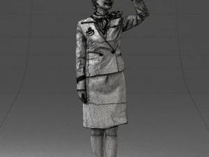 000135 Professional Flight Attendant in a Formal Red Uniform 0614 3D Model