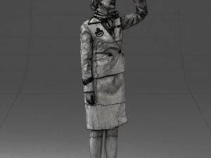 000135 Professional Flight Attendant in a Formal Red Uniform 0614 3D Model