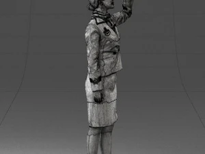 000135 Professional Flight Attendant in a Formal Red Uniform 0614 3D Model