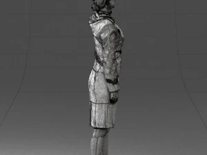 000135 Professional Flight Attendant in a Formal Red Uniform 0614 3D Model