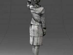 000135 Professional Flight Attendant in a Formal Red Uniform 0614 3D Model