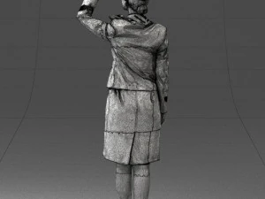 000135 Professional Flight Attendant in a Formal Red Uniform 0614 3D Model