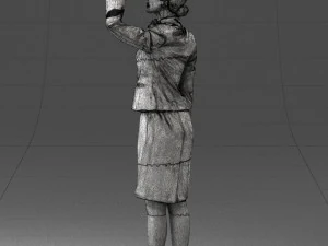 000135 Professional Flight Attendant in a Formal Red Uniform 0614 3D Model