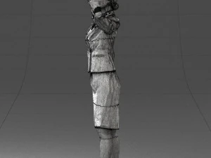 000135 Professional Flight Attendant in a Formal Red Uniform 0614 3D Model