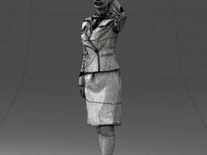 000135 Professional Flight Attendant in a Formal Red Uniform 0614 3D Model