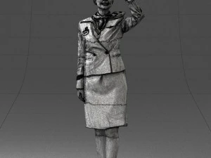 000135 Professional Flight Attendant in a Formal Red Uniform 0614 3D Model