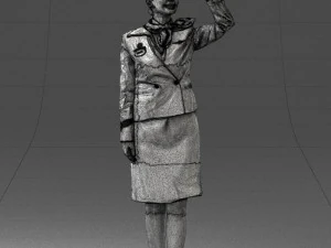000135 Professional Flight Attendant in a Formal Red Uniform 0614 3D Model