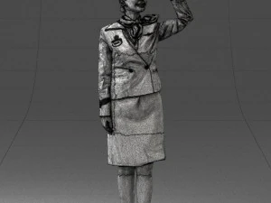 000135 Professional Flight Attendant in a Formal Red Uniform 0614 3D Model