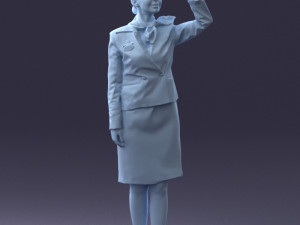000135 Professional Flight Attendant in a Formal Red Uniform 0614 3dp 3D Print Model