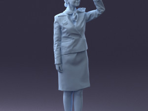 000135 Professional Flight Attendant in a Formal Red Uniform 0614 3dp 3D Print Model