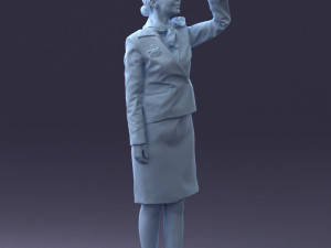 000135 Professional Flight Attendant in a Formal Red Uniform 0614 3dp 3D Print Model