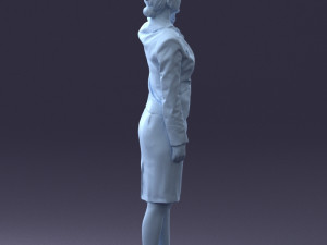 000135 Professional Flight Attendant in a Formal Red Uniform 0614 3dp 3D Print Model