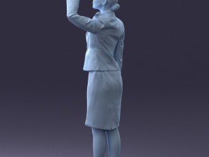 000135 Professional Flight Attendant in a Formal Red Uniform 0614 3dp 3D Print Model
