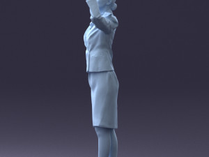 000135 Professional Flight Attendant in a Formal Red Uniform 0614 3dp 3D Print Model