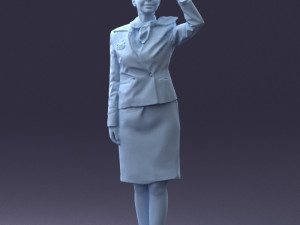 000135 Professional Flight Attendant in a Formal Red Uniform 0614 3dp 3D Print Model