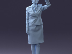 000135 Professional Flight Attendant in a Formal Red Uniform 0614 3dp 3D Print Model