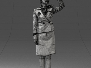 000135 Professional Flight Attendant in a Formal Red Uniform 0614 3dp 3D Print Model