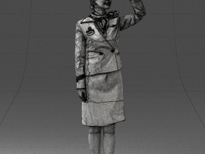 000135 Professional Flight Attendant in a Formal Red Uniform 0614 3dp 3D Print Model