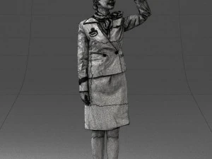 000135 Professional Flight Attendant in a Formal Red Uniform 0614 3dp 3D Print Model
