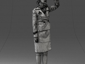 000135 Professional Flight Attendant in a Formal Red Uniform 0614 3dp 3D Print Model