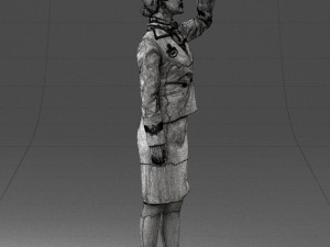 000135 Professional Flight Attendant in a Formal Red Uniform 0614 3dp 3D Print Model