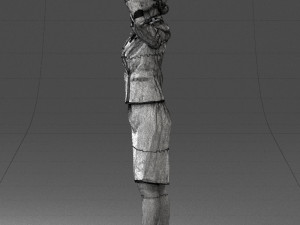 000135 Professional Flight Attendant in a Formal Red Uniform 0614 3dp 3D Print Model
