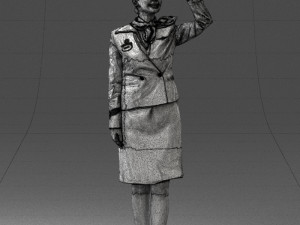 000135 Professional Flight Attendant in a Formal Red Uniform 0614 3dp 3D Print Model