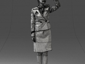 000135 Professional Flight Attendant in a Formal Red Uniform 0614 3dp 3D Print Model