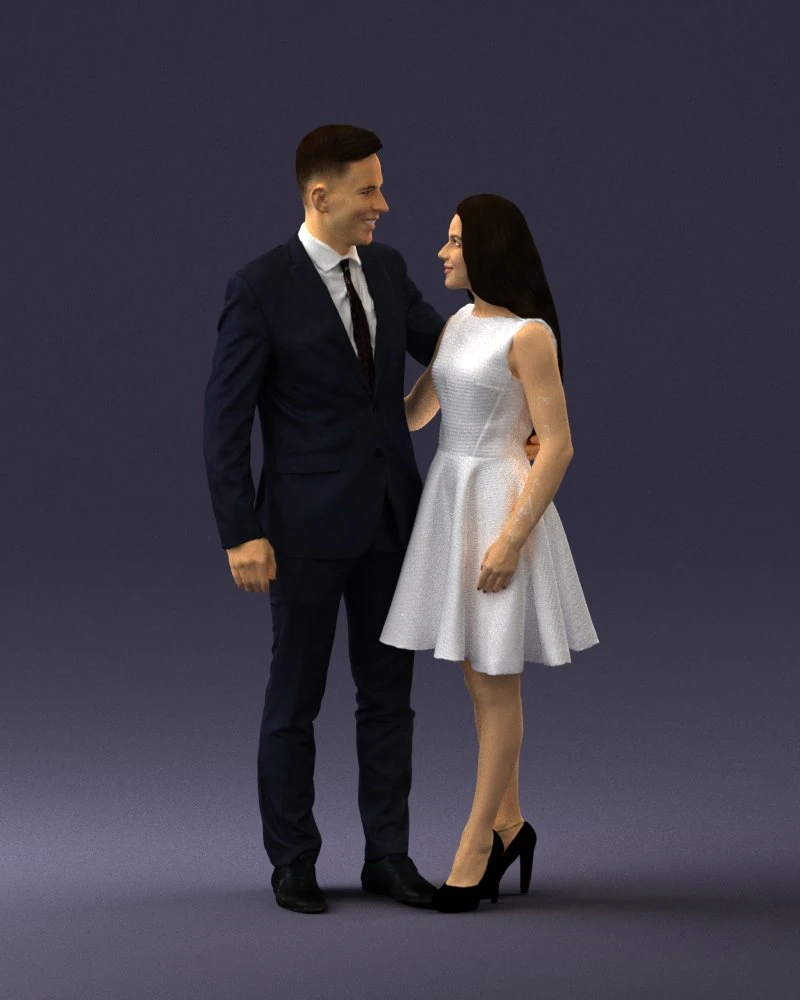 000345 Elegant Couple in Evening Attire 3D Model .c4d .max .obj .3ds .fbx .stl .blend 