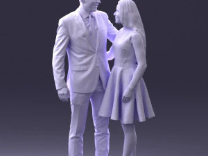 000345 Elegant Couple in Evening Attire 3D Model
