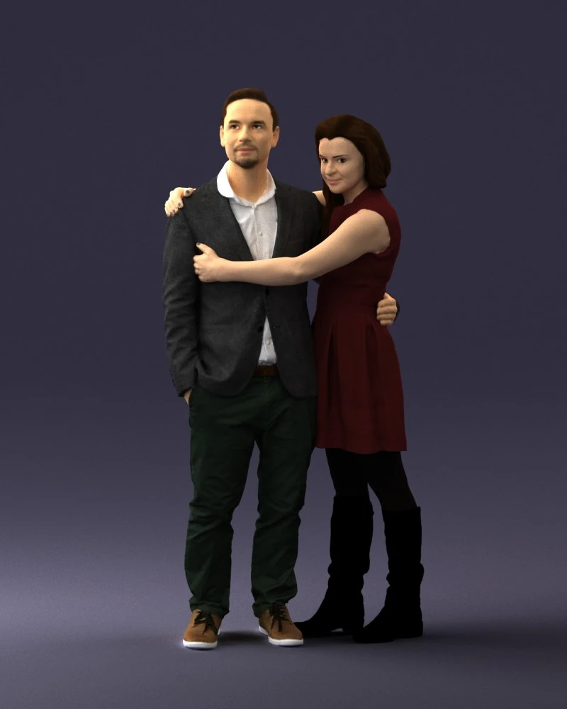 000346 Couple in Casual Outfit 3dp 3D Print Model .c4d .max .obj .3ds .fbx .stl .blend 