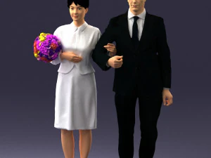 000355 Casal Formal com Buqu&ecirc; Modelo 3D