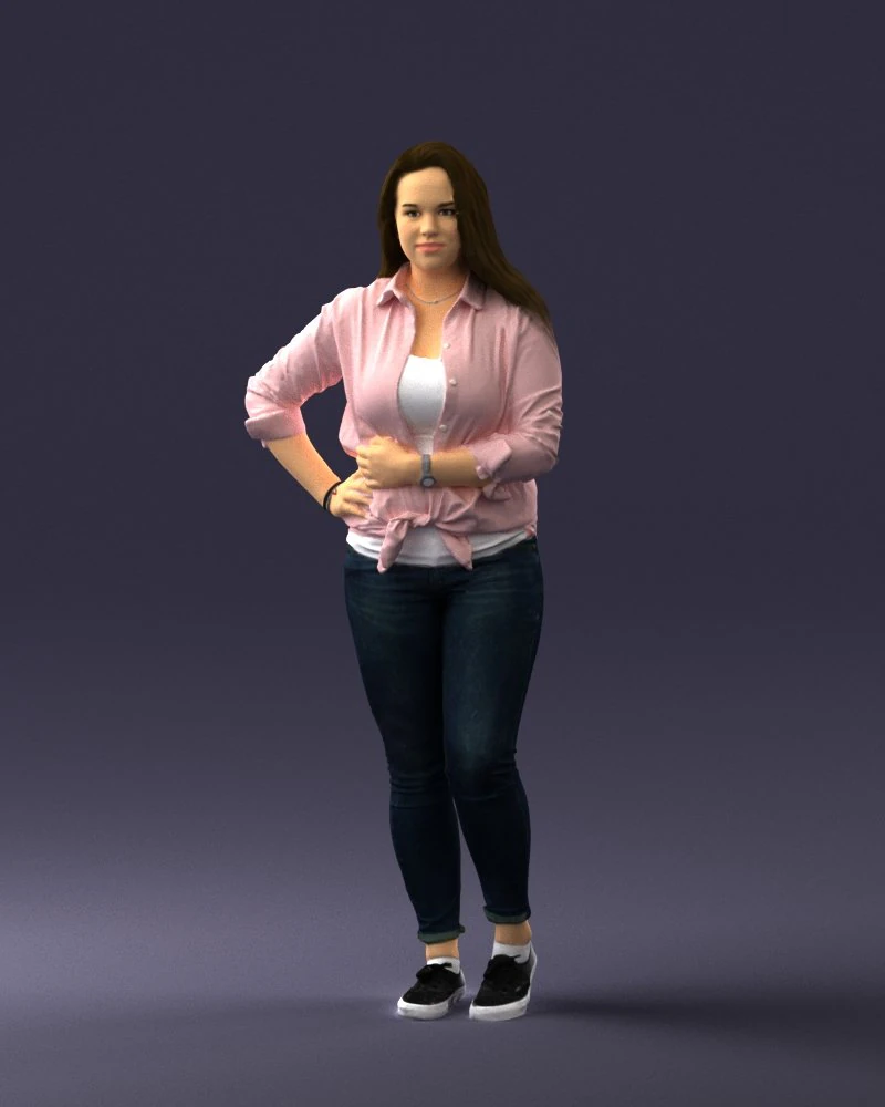 000347 Young Woman in Casual Outfit 3D Model .c4d .max .obj .3ds .fbx .stl .blend 