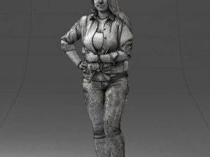000347 Young Woman in Casual Outfit 3D Model