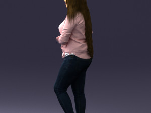 girl in pink sweater 0004 3d print ready Model Cetak 3D