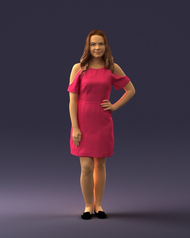 young girl in pink dress 0007 Modello 3D .c4d .max .obj .3ds .fbx .stl .blend 