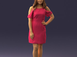 young girl in pink dress 0007 Modello 3D