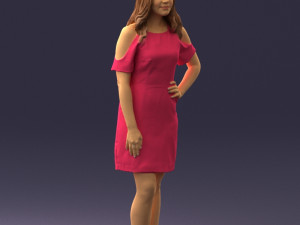young girl in pink dress 0007 Modello 3D