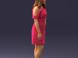young girl in pink dress 0007 Modello 3D
