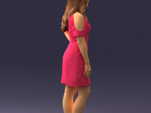 young girl in pink dress 0007 Modello 3D
