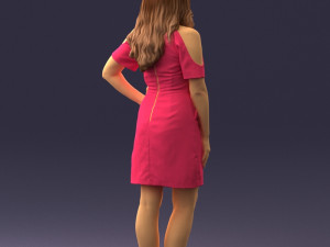 young girl in pink dress 0007 Modello 3D