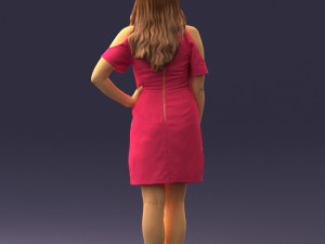 young girl in pink dress 0007 Modello 3D