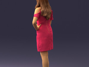 young girl in pink dress 0007 Modello 3D