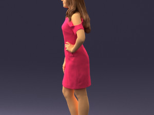 young girl in pink dress 0007 Modello 3D