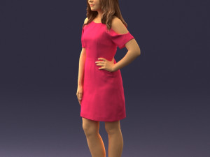 young girl in pink dress 0007 Modello 3D