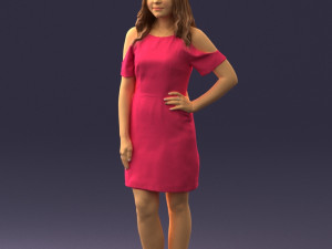 young girl in pink dress 0007 Modello 3D