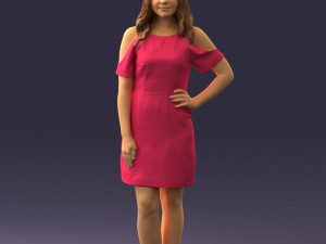young girl in pink dress 0007 Modello 3D
