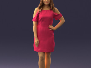 young girl in pink dress 0007 Modello 3D