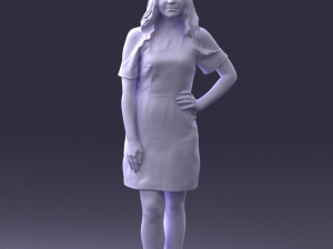 young girl in pink dress 0007 Modello 3D