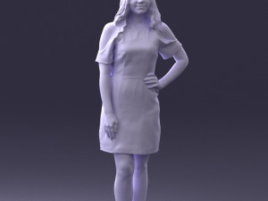 young girl in pink dress 0007 Modello 3D